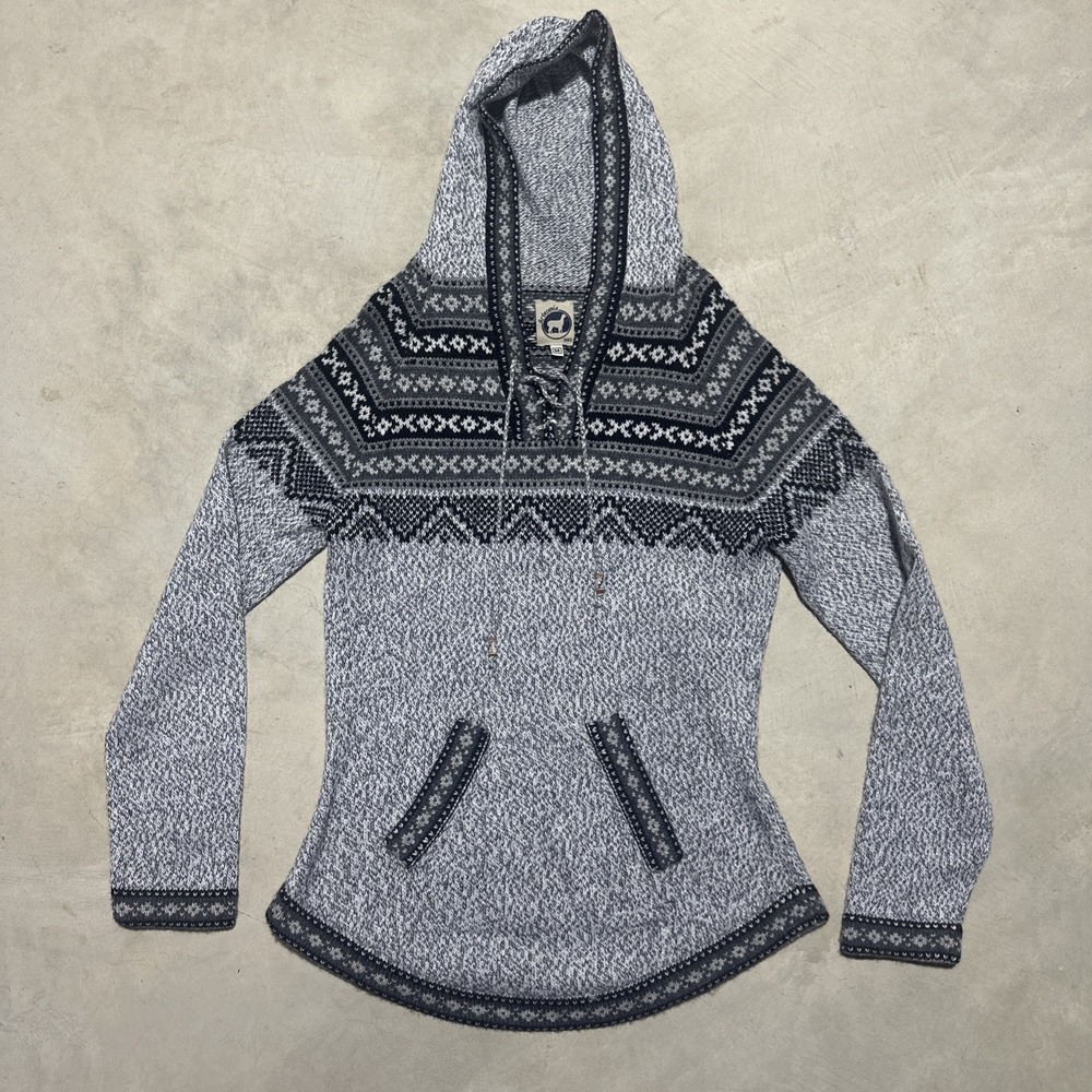 Artesania Alpaca Hooded Sweater Peru Full Zip Fair Isle Southwestern SZ M